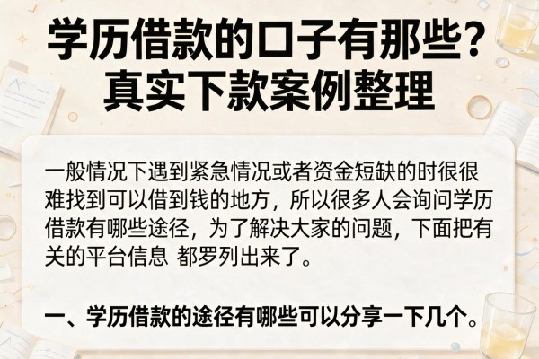学历借款的口子有那些？真实下款案例整理