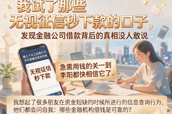 我试了那些无视征信秒下款的口子,发现金融公司借款背后的真相没人敢说