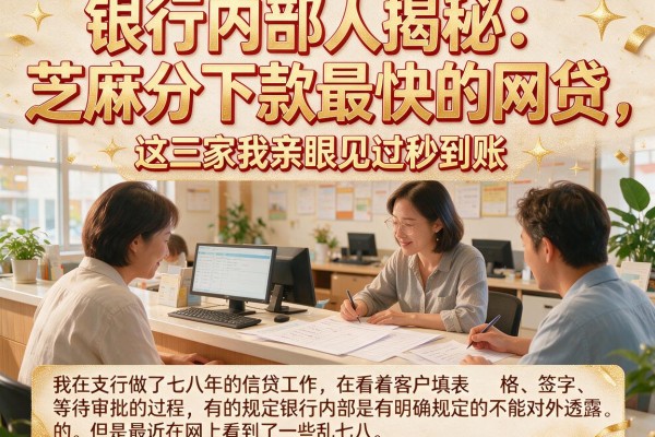 银行内部人揭秘:芝麻分下款最快的网贷,这三家我亲眼见过秒到账