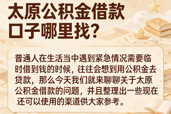 太原公积金借款口子哪里找？整理了几个靠谱的渠道