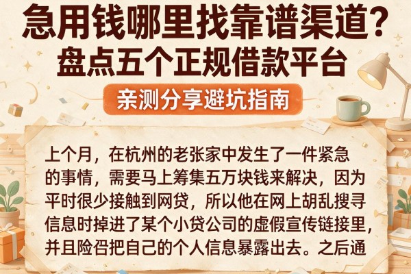 急用钱哪里找靠谱渠道？盘点五个正规借款平台，亲测分享避坑指南