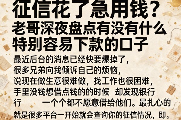 征信花了急用钱？老哥深夜盘点有没有什么特别容易下款的口子