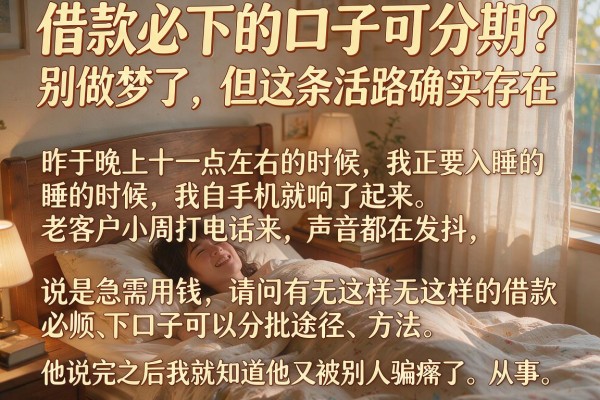 借款必下的口子可分期？别做梦了，但这条活路确实存在