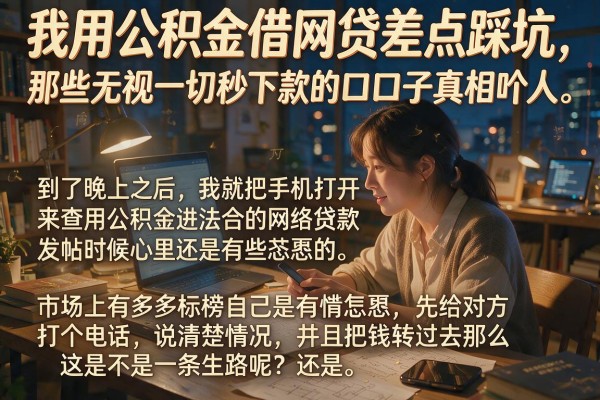 我用公积金借网贷差点踩坑，那些无视一切秒下款的口子真相吓人