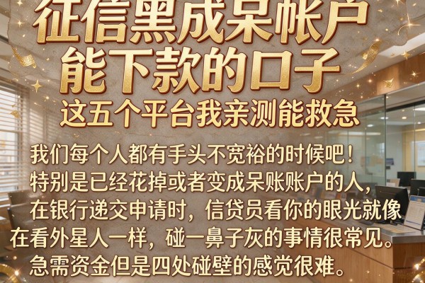 征信黑成呆帐户能下款的口子，这五个平台我亲测能救急