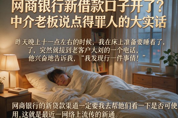 网商银行新借款口子开了？中介老板说点得罪人的大实话