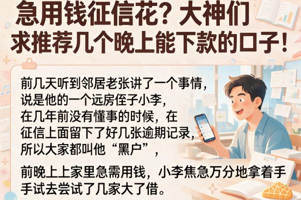 急用钱征信花？大神们求推荐几个晚上能下款的口子！