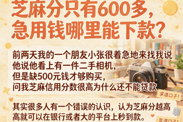 芝麻分只有600多，急用钱哪里能下款？求大神推荐靠谱口子！