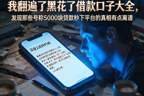 我翻遍了黑花了借款口子大全，发现那些号称5000块贷款秒下平台的真相有点离谱