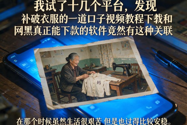 我试了十几个平台，发现补破衣服的一道口子视频教程下载和网黑真正能下款的软件竟然有这种关联