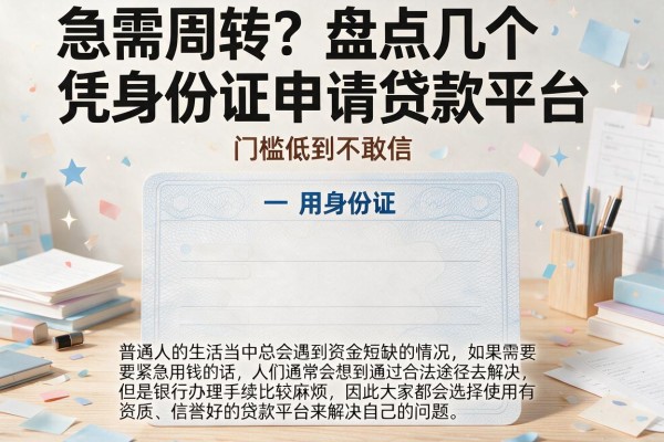 急需周转？盘点几个凭身份证申请贷款平台，门槛低到不敢信