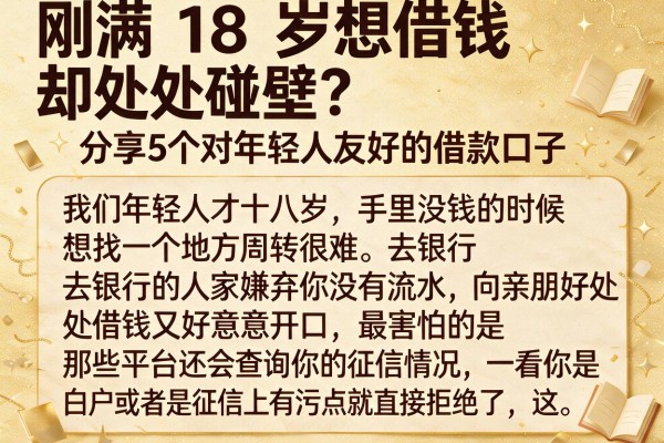 刚满18岁想借钱却处处碰壁？分享5个对年轻人友好的借款口子