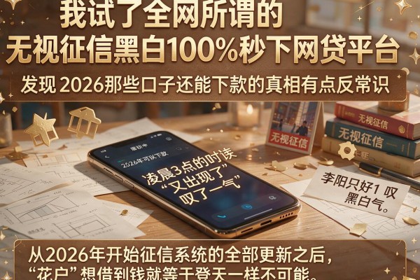 我试了全网所谓的无视征信黑白100%秒下网贷平台，发现2026那些口子还能下款的真相有点反常识