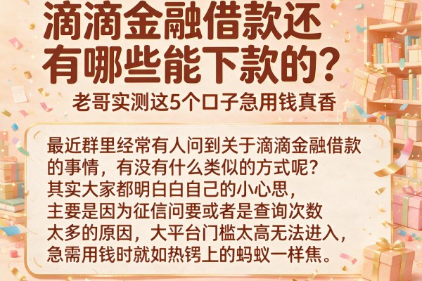 滴滴金融借款还有哪些能下款的?老哥实测这5个口子急用钱真香