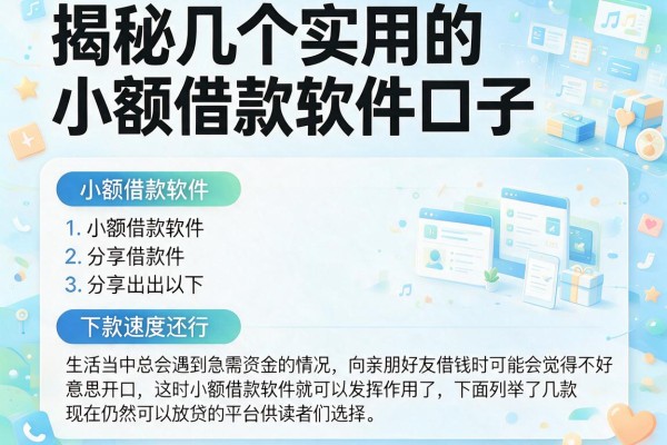 揭秘几个实用的小额借款软件口子,下款速度还行