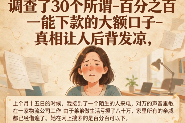 调查了30个所谓-百分之百能下款的大额口子-，真相让人后背发凉
