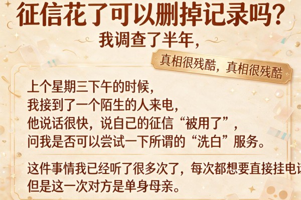 征信花了可以删掉记录吗？我调查了半年，真相很残酷
