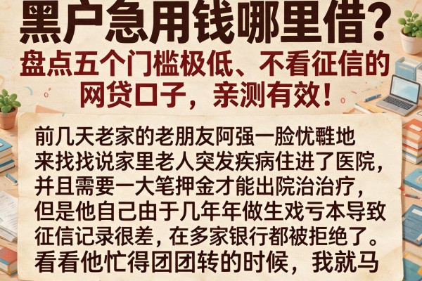 黑户急用钱哪里借？盘点五个门槛极低、不看征信的网贷口子，亲测有效！