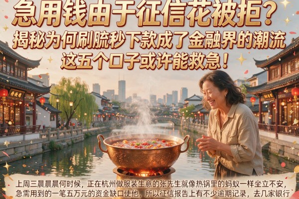 急用钱由于征信花被拒？揭秘为何刷脸秒下款成了金融界的潮流，这五个口子或许能救急！