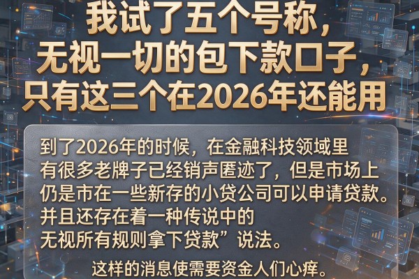 我试了五个号称无视一切的包下款口子，结果只有这三个在2026年还能用