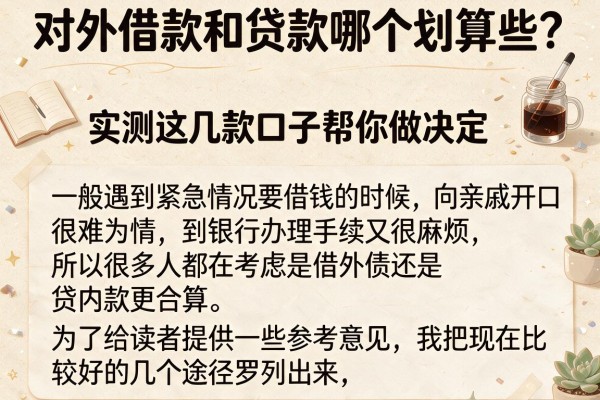 对外借款和贷款哪个划算些？实测这几款口子帮你做决定