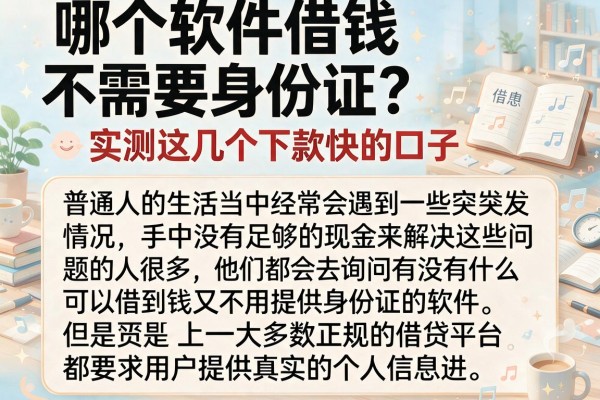 哪个软件借钱不需要身份证？实测这几个下款快的口子