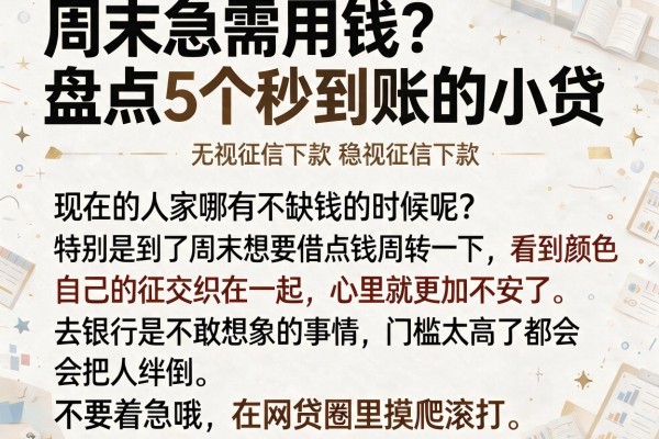 周末急需用钱？盘点5个秒到账的小贷，无视征信下款稳
