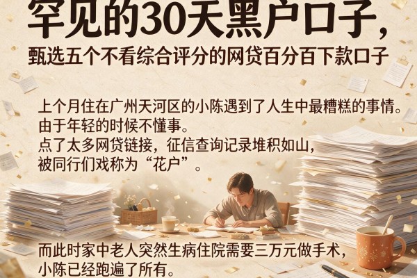 罕见的30天黑户口子，甄选五个不看综合评分的网贷百分百下款口子