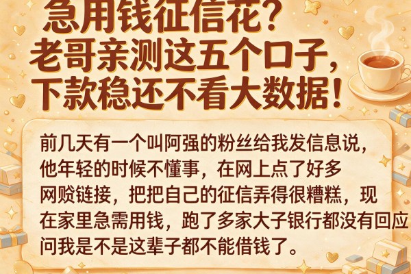 急用钱征信花?老哥亲测这五个口子,下款稳还不看大数据!