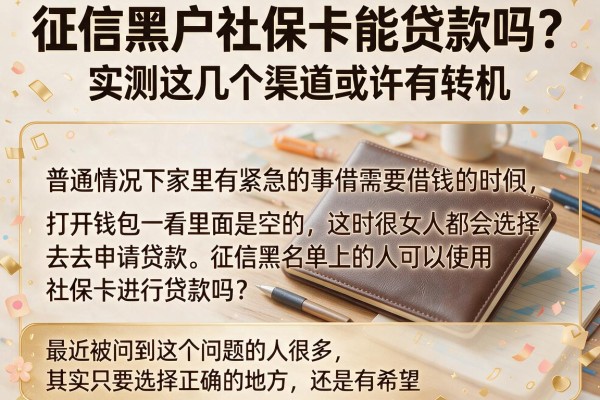 征信黑户社保卡能贷款吗？实测这几个渠道或许有转机