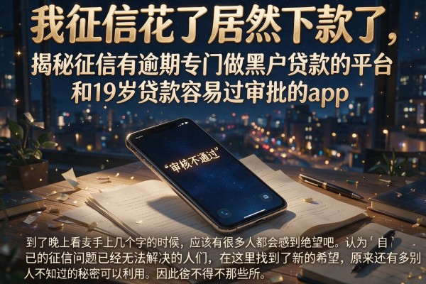 我征信花了居然下款了，揭秘征信有逾期专门做黑户贷款的平台和19岁贷款容易过审批的app