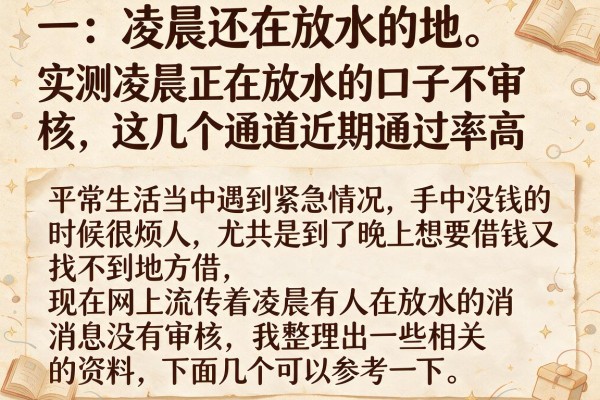 实测凌晨正在放水的口子不审核,这几个通道近期通过率高