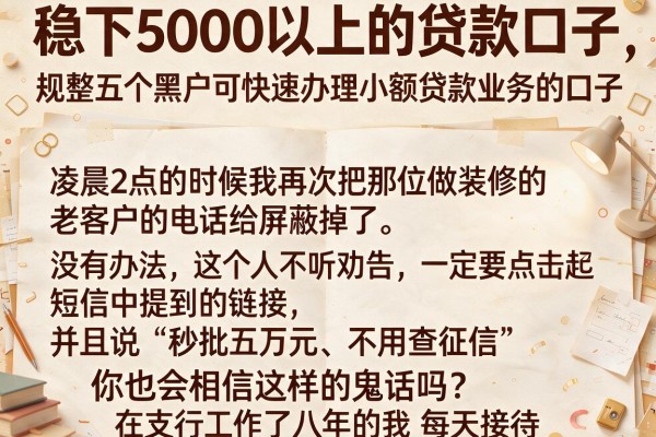 稳下5000以上的贷款口子,规整五个黑户可快速办理小额贷款业务的口子