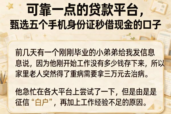 可靠一点的贷款平台，甄选五个手机身份证秒借现金的口子