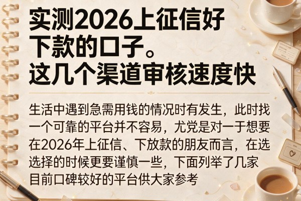 实测2026上征信好下款的口子，这几个渠道审核速度快
