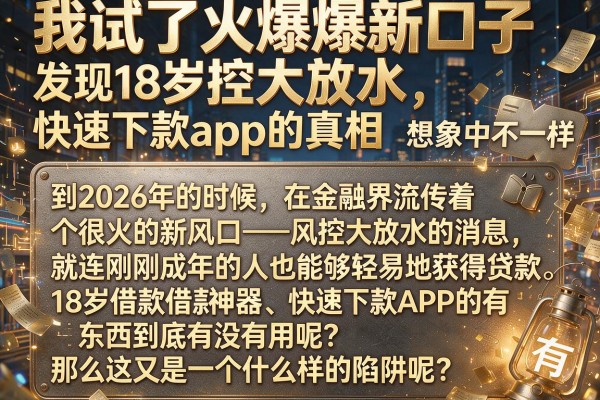 我试了火爆新口子风控大放水，发现18岁借款神器快速下款app的真相和想象中不一样