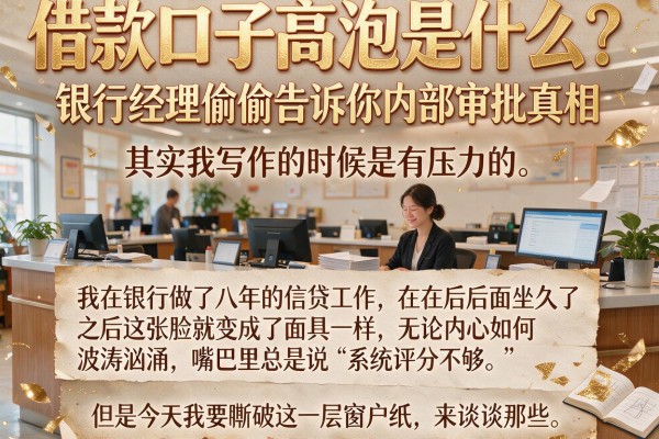 借款口子高泡是什么？银行经理偷偷告诉你内部审批真相