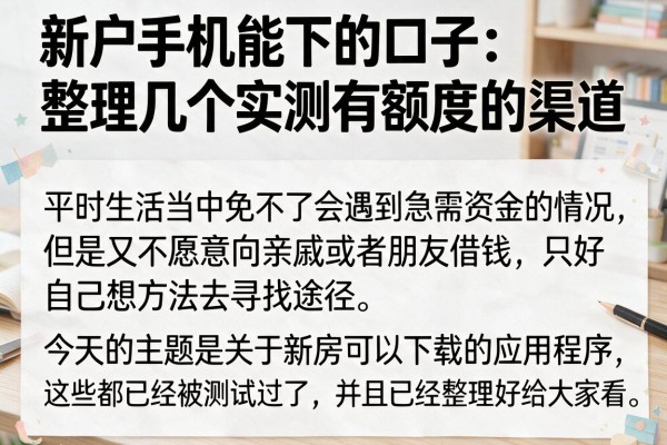 新户手机能下的口子：整理几个实测有额度的渠道