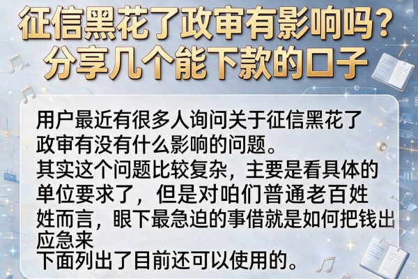 征信黑花了政审有影响吗？分享几个能下款的口子