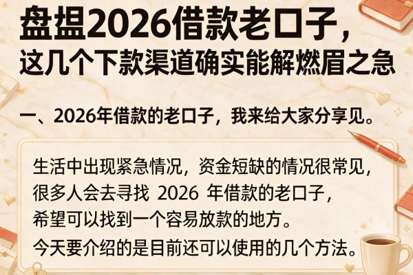 盘点2026借款老口子，这几个下款渠道确实能解燃眉之急