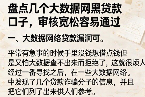 盘点几个大数据网黑贷款口子，审核宽松容易通过