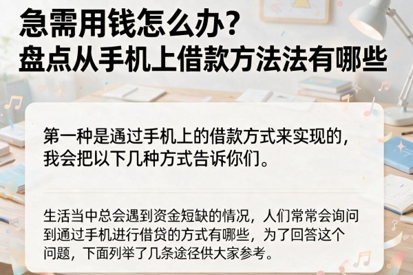 急需用钱怎么办？盘点从手机上借款方法有哪些，这几个容易过