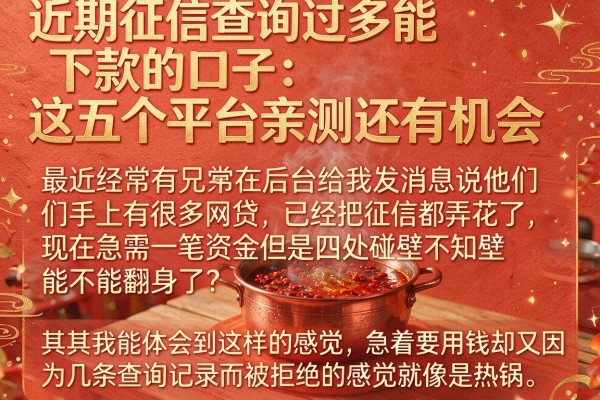 近期征信查询过多能下款的口子:这五个平台亲测还有机会