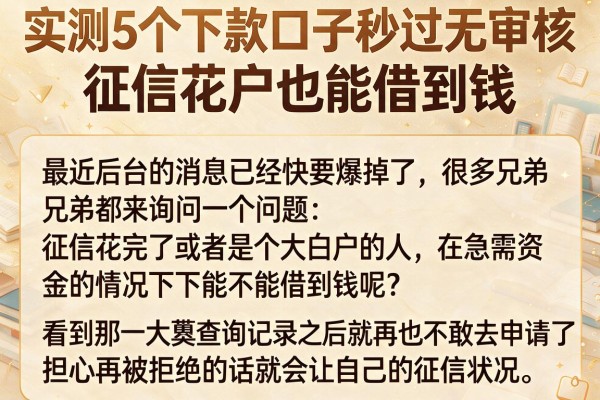 实测5个下款口子秒过无审核，征信花户也能借到钱