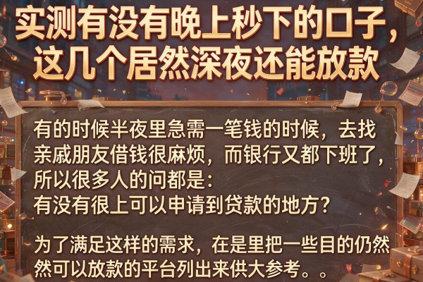 实测有没有晚上秒下的口子，这几个居然深夜还能放款