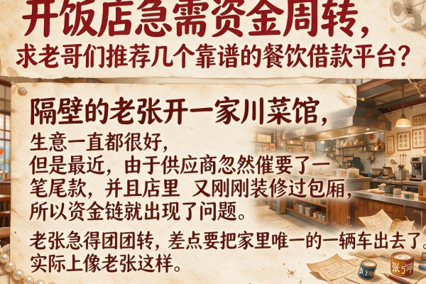 开饭店急需资金周转，求老哥们推荐几个靠谱的餐饮借款平台？