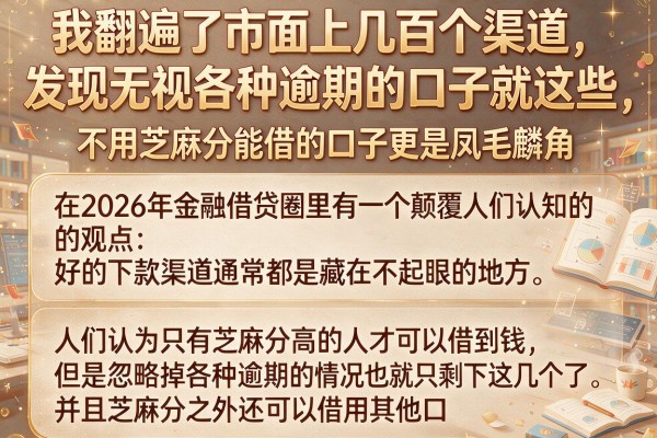 我翻遍了市面上几百个渠道，发现无视各种逾期的口子就这些，不用芝麻分能借的口子更是凤毛麟角