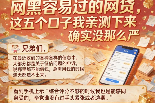 网黑容易过的网贷，这五个口子我亲测下来确实没那么严
