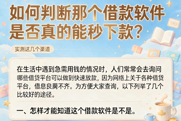 如何判断那个借款软件是否真的能秒下款？实测这几个渠道
