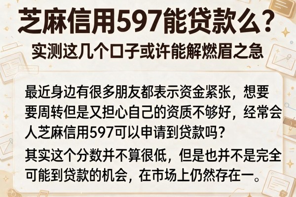 芝麻信用597能贷款么？实测这几个口子或许能解燃眉之急